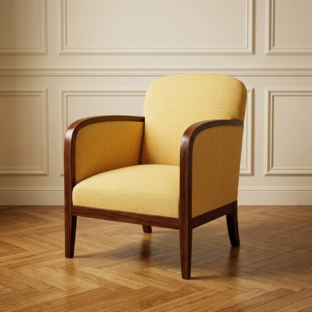 Bergère recouverte d’un tissu jaune