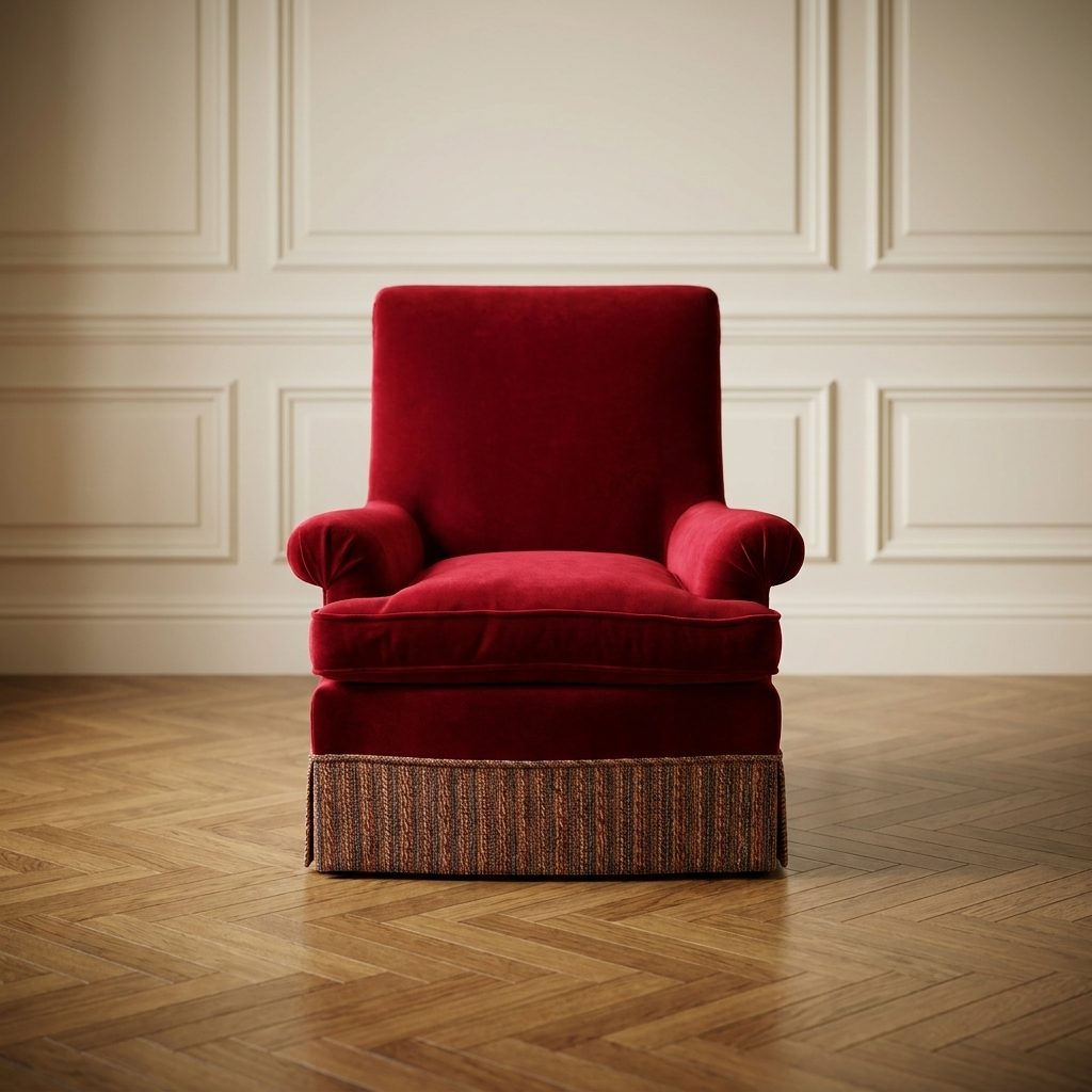 Fauteuil recouvert de velours rouge